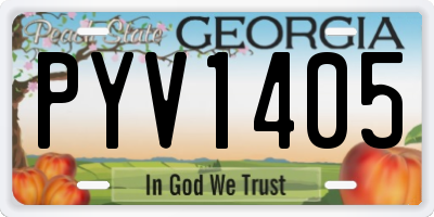 GA license plate PYV1405