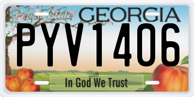 GA license plate PYV1406