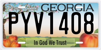 GA license plate PYV1408