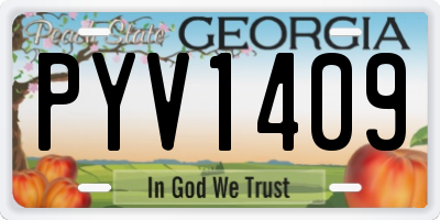 GA license plate PYV1409