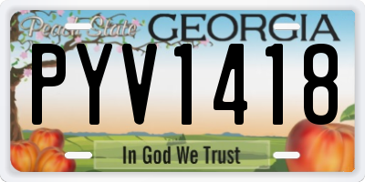 GA license plate PYV1418