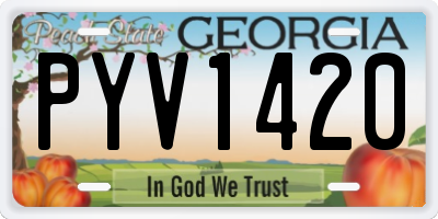 GA license plate PYV1420