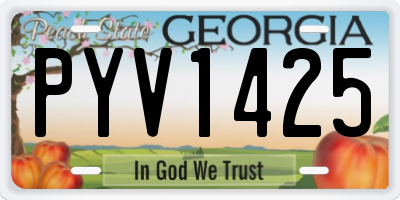 GA license plate PYV1425