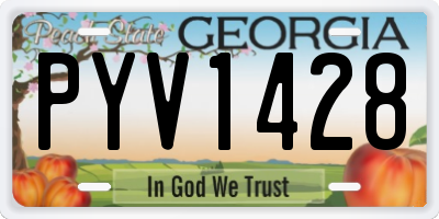 GA license plate PYV1428
