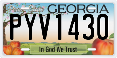 GA license plate PYV1430