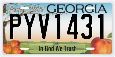 GA license plate PYV1431