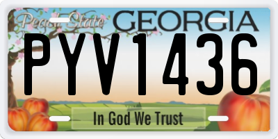 GA license plate PYV1436