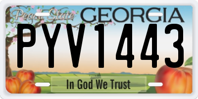 GA license plate PYV1443