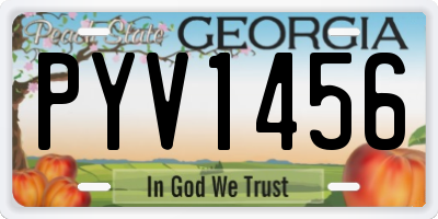 GA license plate PYV1456