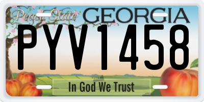 GA license plate PYV1458