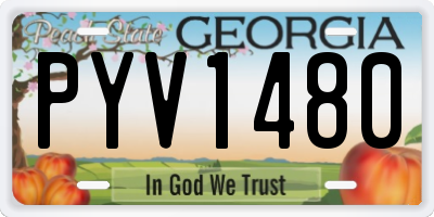 GA license plate PYV1480