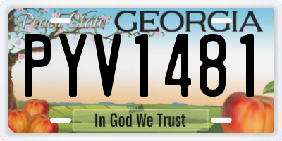 GA license plate PYV1481