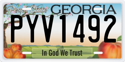 GA license plate PYV1492