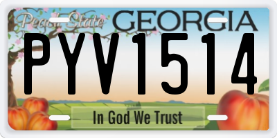 GA license plate PYV1514
