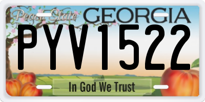GA license plate PYV1522