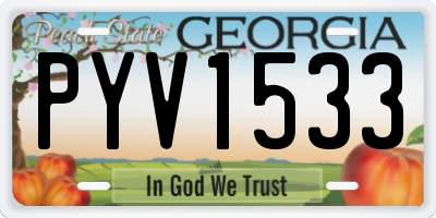 GA license plate PYV1533