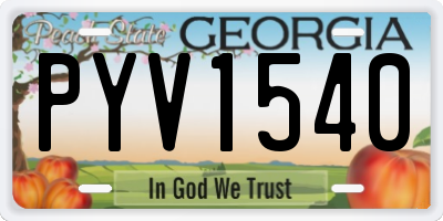 GA license plate PYV1540
