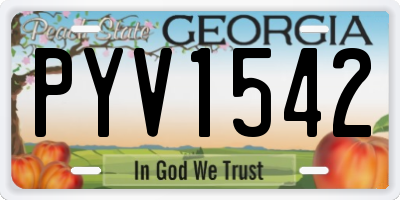 GA license plate PYV1542