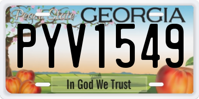 GA license plate PYV1549