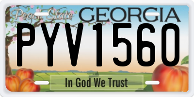 GA license plate PYV1560