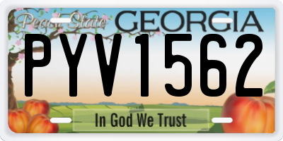 GA license plate PYV1562