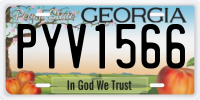 GA license plate PYV1566