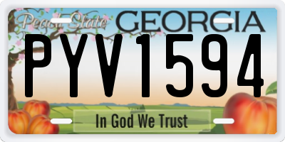 GA license plate PYV1594