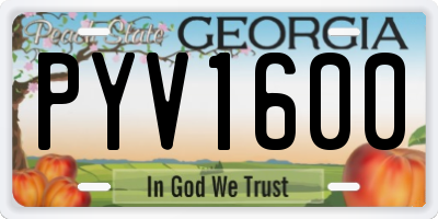 GA license plate PYV1600