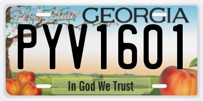 GA license plate PYV1601