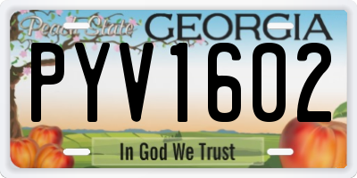GA license plate PYV1602