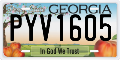 GA license plate PYV1605
