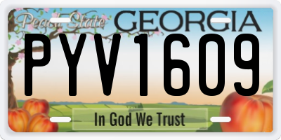 GA license plate PYV1609