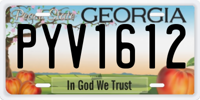 GA license plate PYV1612