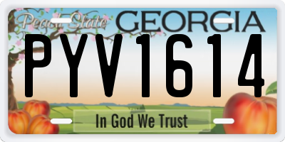 GA license plate PYV1614