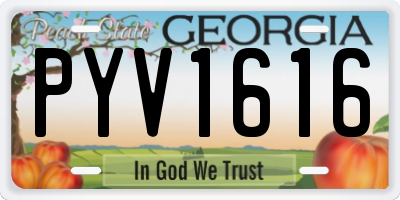GA license plate PYV1616