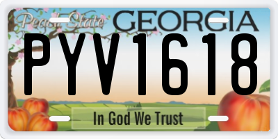GA license plate PYV1618