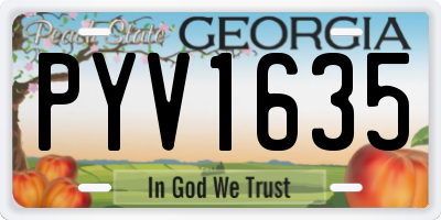 GA license plate PYV1635