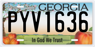 GA license plate PYV1636