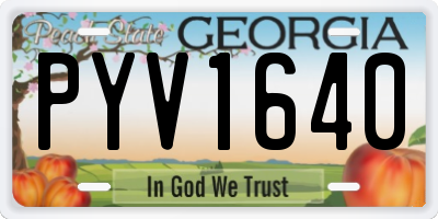 GA license plate PYV1640