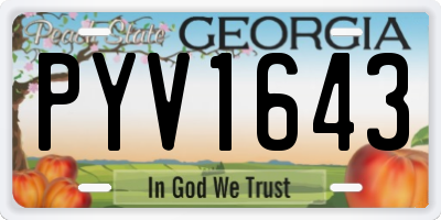 GA license plate PYV1643