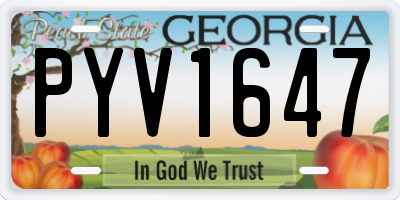 GA license plate PYV1647