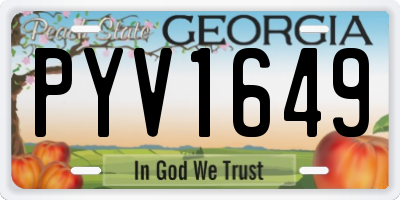 GA license plate PYV1649