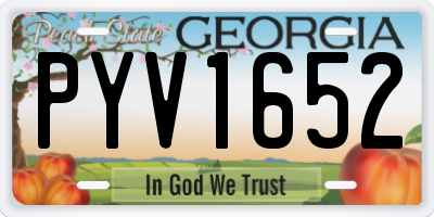GA license plate PYV1652