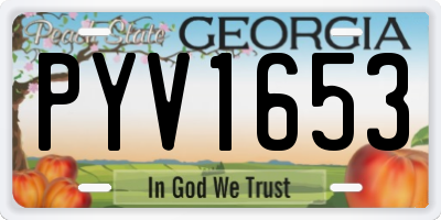 GA license plate PYV1653
