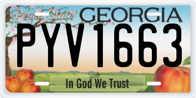 GA license plate PYV1663