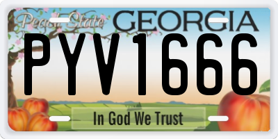 GA license plate PYV1666