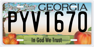 GA license plate PYV1670