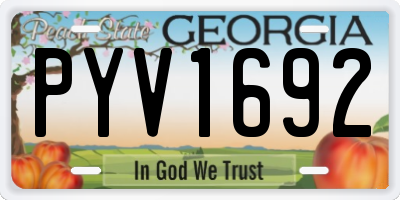 GA license plate PYV1692