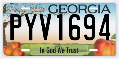 GA license plate PYV1694