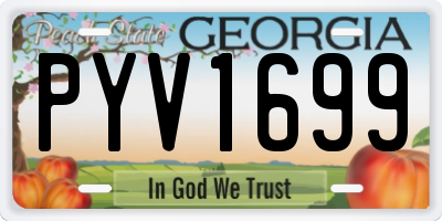 GA license plate PYV1699